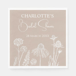 Caramel Wildblommor Sketched Blommigt Pappersservett