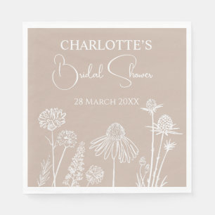 Caramel Wildblommor Sketched Blommigt Pappersservett