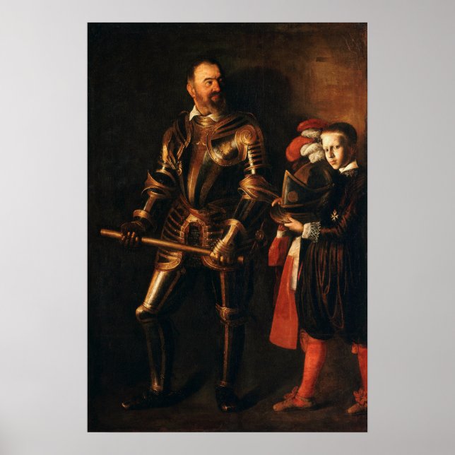Caravaggio - Alof de Wignacourt och hans sida 1608 Poster (Framsidan)