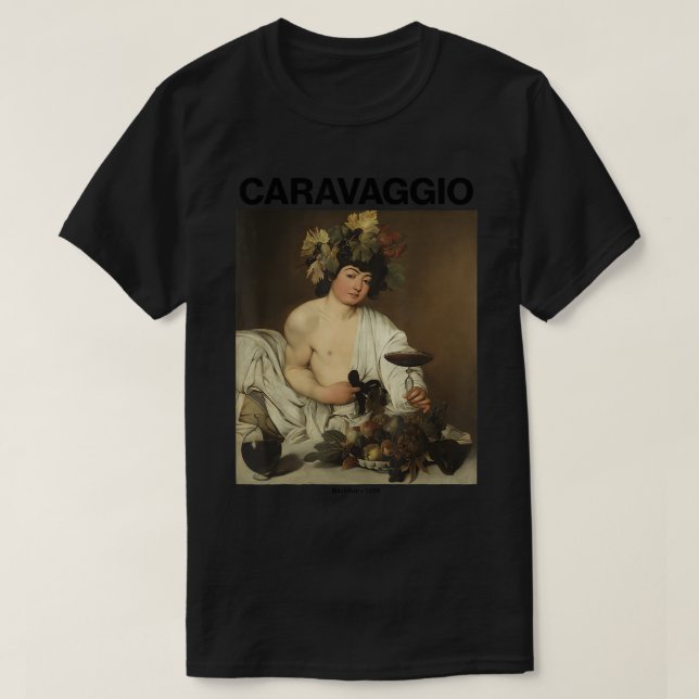 Caravaggio, Bacchus â€"Berömd Paintings T-Shirt (Design framsida)