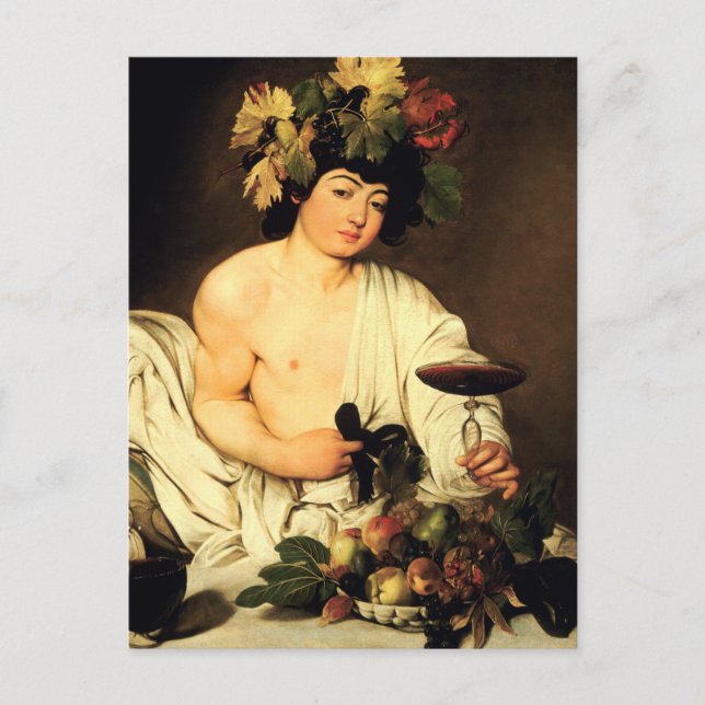 Caravaggio Bacchus vycard Vykort (Framsida)