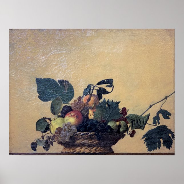 Caravaggio - Basket av frukt - Olja på canvas Poster (Framsidan)