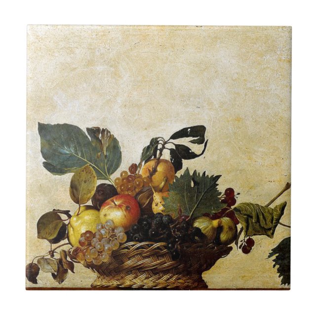 Caravaggio - Basket of Fruit - Classic Artwork Kakelplatta (Framsidan)