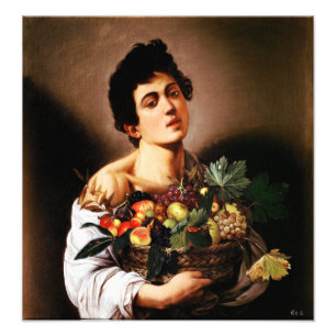 Caravaggio Boy med Basket av frukt Fototryck