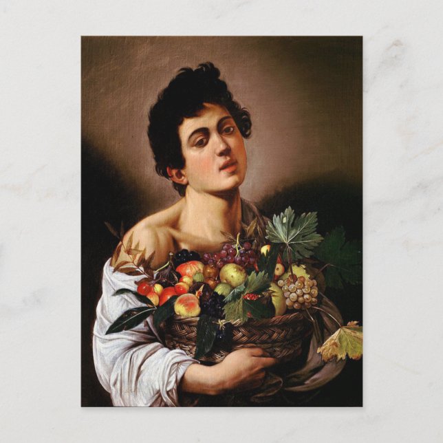 Caravaggio - Boy med Basket i Fruit Artwork Vykort (Framsida)