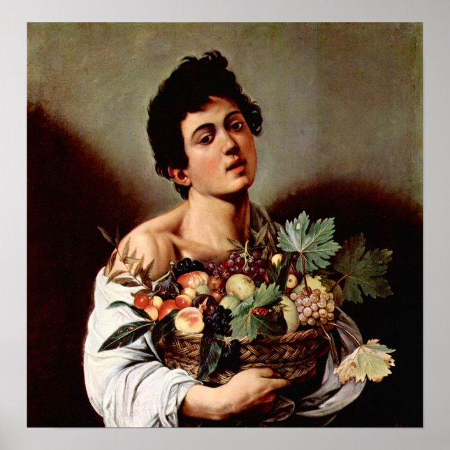 Caravaggio-Boy med frukt basket Poster (Framsidan)