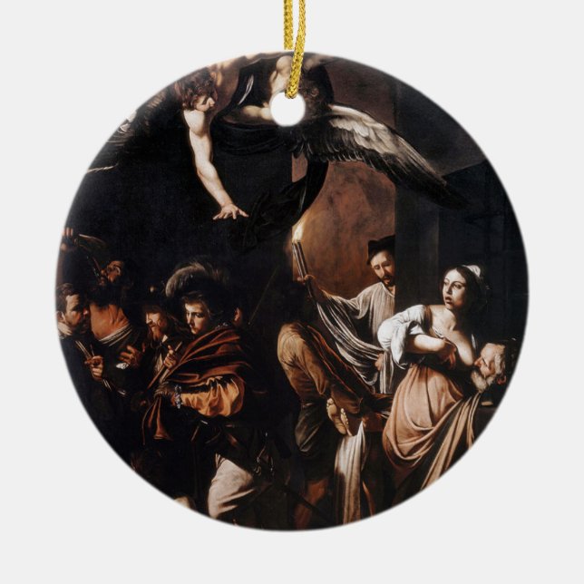 Caravaggio - de sju arbetena av förskoningmålning julgransprydnad keramik (Framsidan)