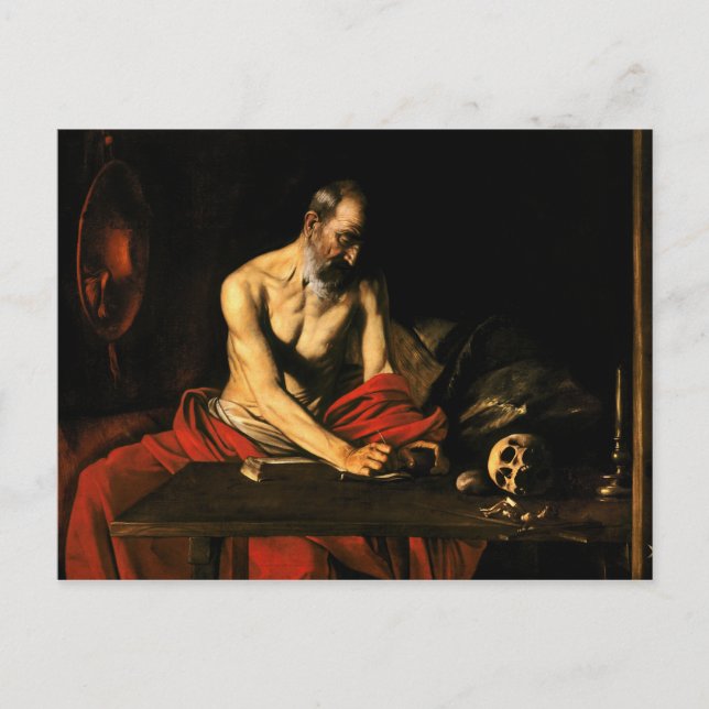 Caravaggio - Hieronymus skriver Vykort (Framsida)