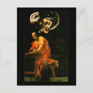Caravaggio inspirationen av St Matthew Vykort