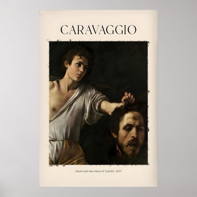 Caravaggio konsttryck - David med huvudet av Poster (Framsidan)