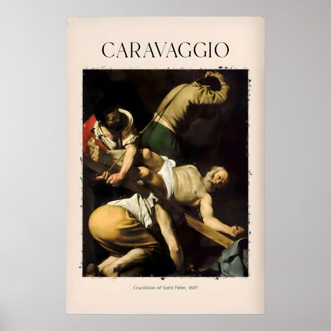 Caravaggio konsttryck - Korsfästelsen av Sankt Pet Poster (Framsidan)