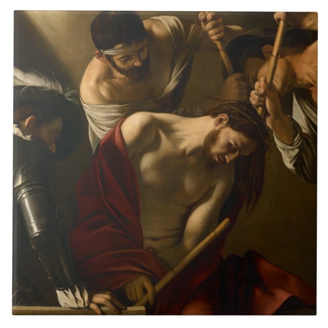 Caravaggio - kröna med taggar kakelplatta (Framsidan)