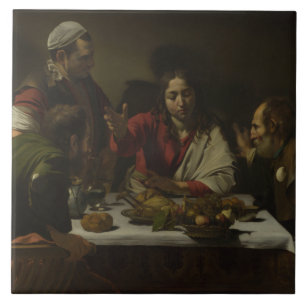 Caravaggio - kvällsmål på Emmaus Kakelplatta