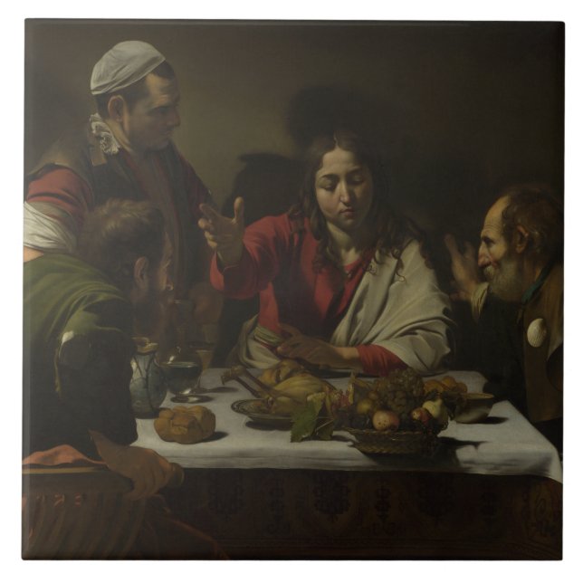 Caravaggio - kvällsmål på Emmaus Kakelplatta (Framsidan)