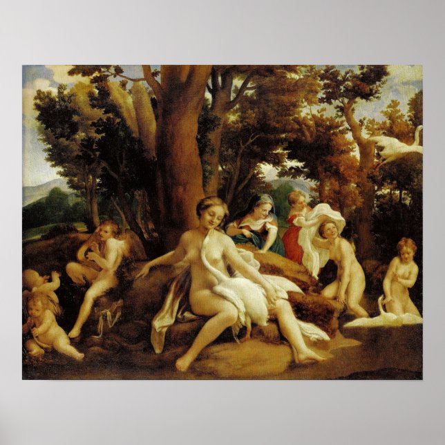 Caravaggio-Leda med Svan Poster (Framsidan)