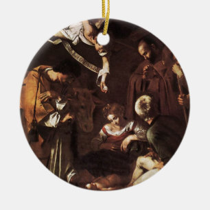 Caravaggio - Nativity med St Francis & St Lawrence Julgransprydnad Keramik