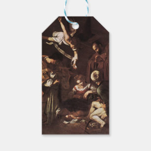 Caravaggio - Nativity med St Francis & St Lawrence Presentetikett