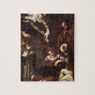 Caravaggio - Nativity med St Francis & St Lawrence Pussel
