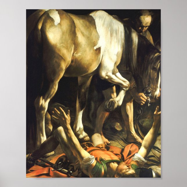 Caravaggio-omställningssätt till Damaskus på St Pa Poster (Framsidan)