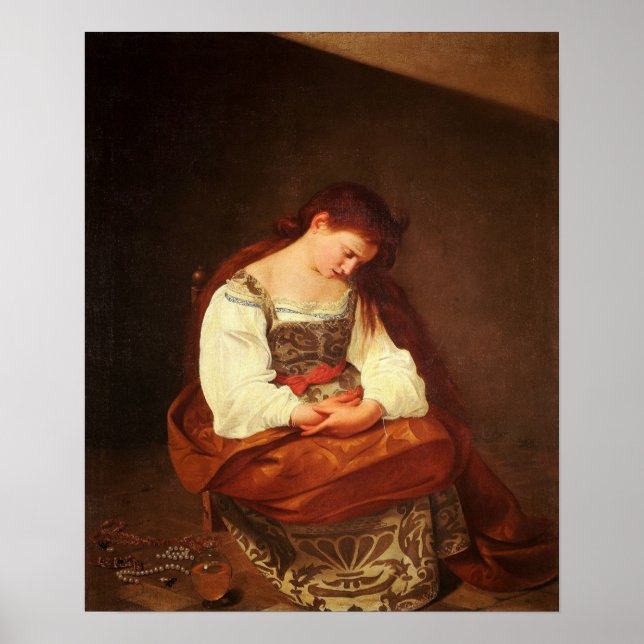 Caravaggio - Penitent Magdalene 1594 Poster (Framsidan)
