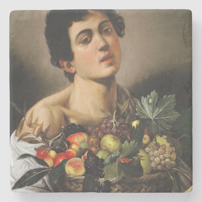 Caravaggio - pojke med Basket av frukt Stenunderlägg (Framsidan)