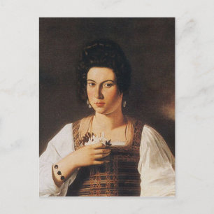 Caravaggio - Porträtt vid en Courtesan Painting Vykort