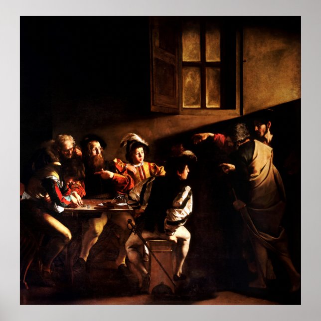 Caravaggio:s anrop till St Matthew (1600) Poster (Framsidan)