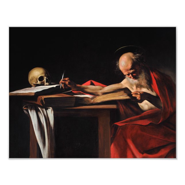 Caravaggio - Saint Jerome Writing Fototryck (Framsidan)