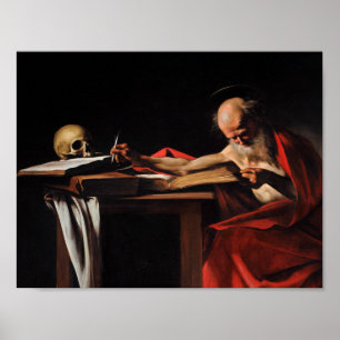 Caravaggio - Sanktt Jerome handstil Poster
