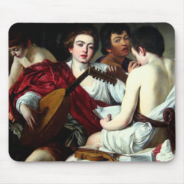 Caravaggio som musikermusen vadderar musmatta (Framsidan)