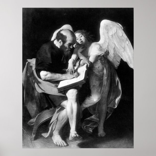 Caravaggio St Matthew och Angel Poster (Framsidan)