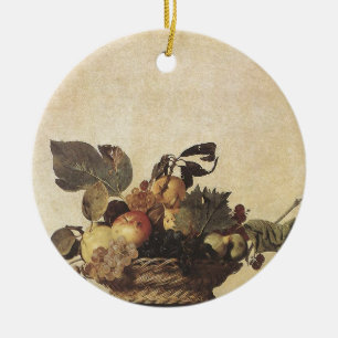 Caravaggios basket av frukt julgransprydnad keramik