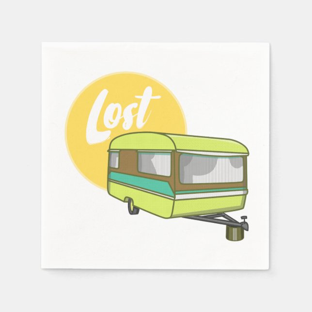 Caravan Borttappad Retro Sventies Stil Pappersservett (Framsidan)