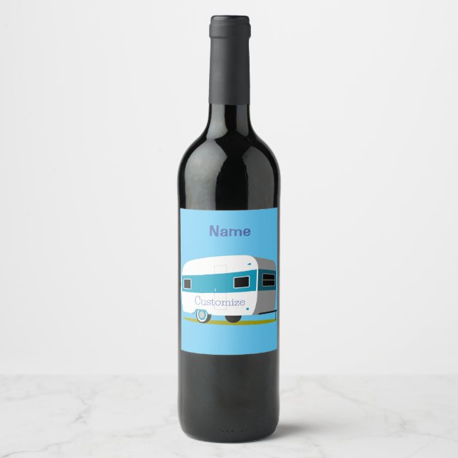 Caravan Camper RV Thunder_Cove Vinflaska Etikett (Framsida)