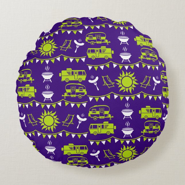 Caravan Camping Decor Rund Kudde (Framsidan)
