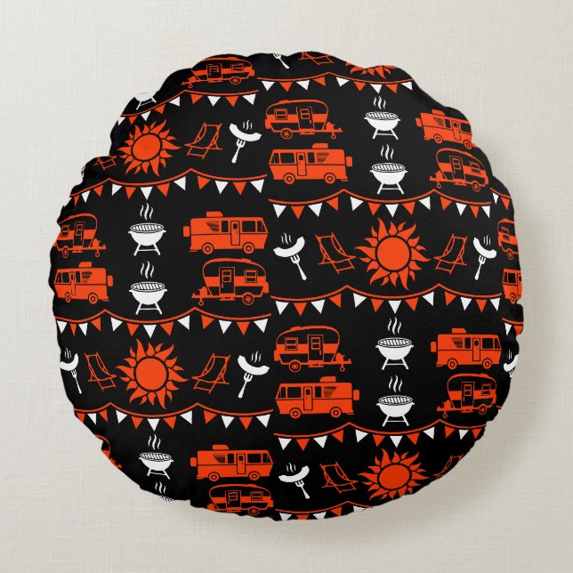 Caravan Camping Decor Rund Kudde (Framsidan)