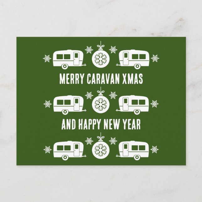 Caravan Lycklig jul Camping Helg Vykort (Framsida)