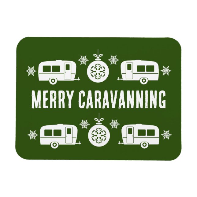 Caravan Lycklig jul Camping Magnet (Horisontell)