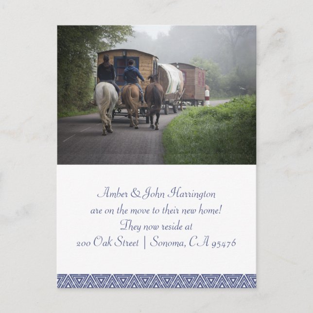 Caravan och Riders på Flytta av hästar Meddelande Vykort (Framsida)