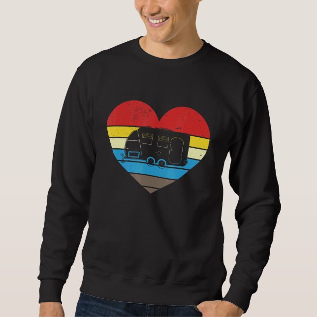 Caravan Retro Heart Camping Lång Ärmad Tröja (Framsida)