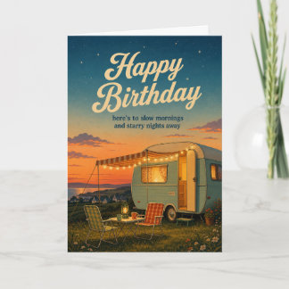 Caravan Solnedgång Födelsedags Kort Caravaning ent