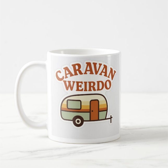 Caravan Weirdo Retro Camping Design Kaffemugg (Vänster)