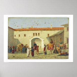 Caravanserai på Mylasa, Turkiet, 1845 (olja på Poster
