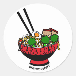 Carb Load Ramen Sticker Runt Klistermärke