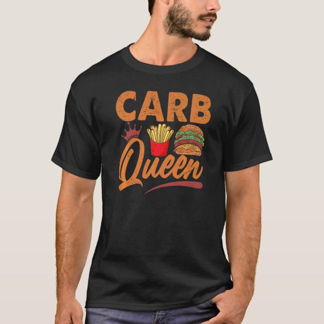 Carb Queen Burger och Fries Fast Food T Shirt (Framsida)