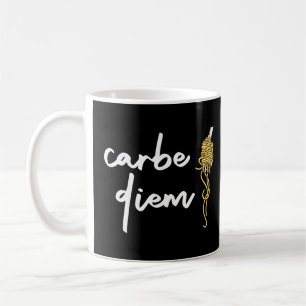 Carbe Diem Carb Pun Pasta Noodles Quote Memine Kaffemugg
