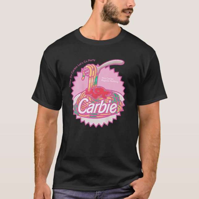 Carbie I Kärlek Carbs Bread Pasta Pizza Retro Rosa T Shirt (Framsida)