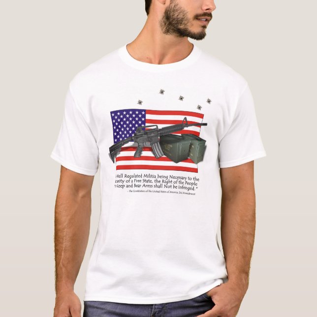 Carbinen M4, stöttar vår 2nd rättelse T-shirt (Framsida)