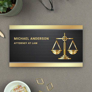 Carbon Fiber Guld Justice advokat Attorney Visitkort