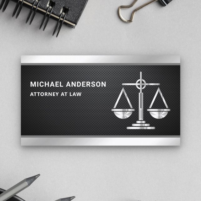 Carbon Fiber Silver Justice  advokat Attorney Visitkort (Skapare uppladdad)